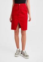 Women Red Skirt with Contrast Details