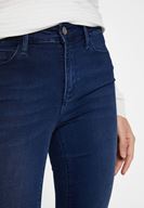 Bayan Lacivert Orta Bel Paça Detaylı Skinny Pantolon
