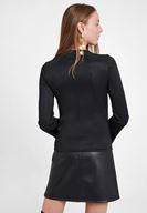 Bayan Siyah Uzun Kollu Cut Out Detaylı Bluz