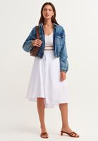 Women White Pleated Skirt with Detail