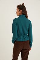 Bayan Yeşil Yakası Fermuar Detaylı Sweatshirt