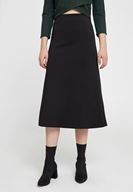 Women Black High Rise Midi Skirt