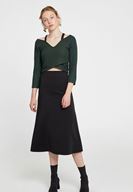 Women Black High Rise Midi Skirt
