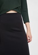 Women Black High Rise Midi Skirt