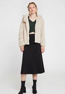 Women Black High Rise Midi Skirt