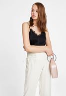 Women Black Tank Top with Lace Trims