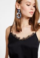 Women Black Tank Top with Lace Trims
