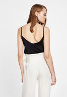 Women Black Tank Top with Lace Trims