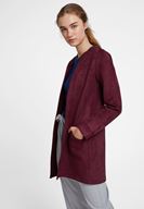Women Bordeaux Suede Jacket with Pocket