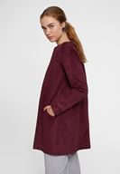 Women Bordeaux Suede Jacket with Pocket