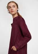Women Bordeaux Suede Jacket with Pocket