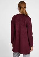 Women Bordeaux Suede Jacket with Pocket