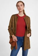 Women Green Suede Jacket with Pocket