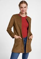 Women Green Suede Jacket with Pocket