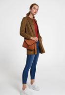Women Green Suede Jacket with Pocket