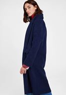 Bayan Lacivert Oversize Uzun İnce Kaban