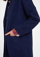 Bayan Lacivert Oversize Uzun İnce Kaban