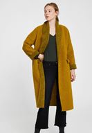 Bayan Yeşil Oversize Uzun İnce Kaban