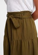 Bayan Yeşil Beli Kemerli Mini Etek ( TENCEL™ )