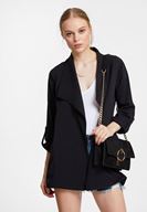 Bayan Siyah Dökümlü Cupro Blazer Ceket ( TENCEL™ )