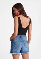 Bayan Siyah Çift Askılı V Yaka Bluz ( TENCEL™ )