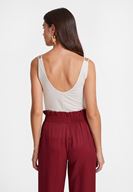 Bayan Krem Çift Askılı V Yaka Bluz ( TENCEL™ )