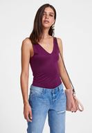 Bayan Mor Çift Askılı V Yaka Bluz ( TENCEL™ )