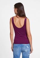 Bayan Mor Çift Askılı V Yaka Bluz ( TENCEL™ )