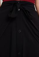 Women Black Midi Skirt with Buttons