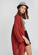 Bayan Kırmızı Uzun Viskon Kimono