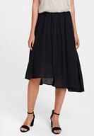 Women Black Asymmetric Midi Skirt