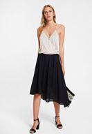 Women Black Asymmetric Midi Skirt