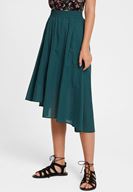 Women Green Asymmetric Midi Skirt