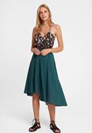 Women Green Asymmetric Midi Skirt