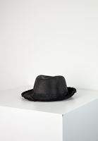 Women Black Straw Hat with Details