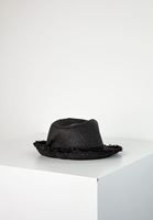 Women Black Straw Hat with Details