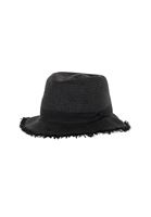Women Black Straw Hat with Details