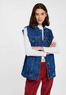 Bayan Mavi Kolsuz Denim Yelek