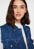 Bayan Mavi Kolsuz Denim Yelek