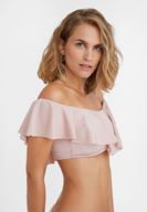 Bayan Pembe Omuzları Açık Volanlı Bikini