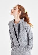 Bayan Gri Kapüşonlu Uzun Kollu Sweatshirt
