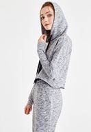 Bayan Gri Kapüşonlu Uzun Kollu Sweatshirt