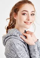 Bayan Gri Kapüşonlu Uzun Kollu Sweatshirt