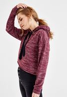 Bayan Mor Kapüşonlu Uzun Kollu Sweatshirt