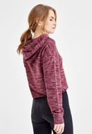 Bayan Mor Kapüşonlu Uzun Kollu Sweatshirt