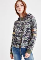 Bayan Çok Renkli Kamuflaj Desenli Sweatshirt