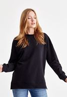 Bayan Siyah Yanları Yırtmaç Detaylı Sweatshirt