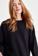 Bayan Siyah Yanları Yırtmaç Detaylı Sweatshirt
