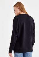 Bayan Siyah Yanları Yırtmaç Detaylı Sweatshirt