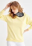 Bayan Sarı Yanları Yırtmaç Detaylı Sweatshirt